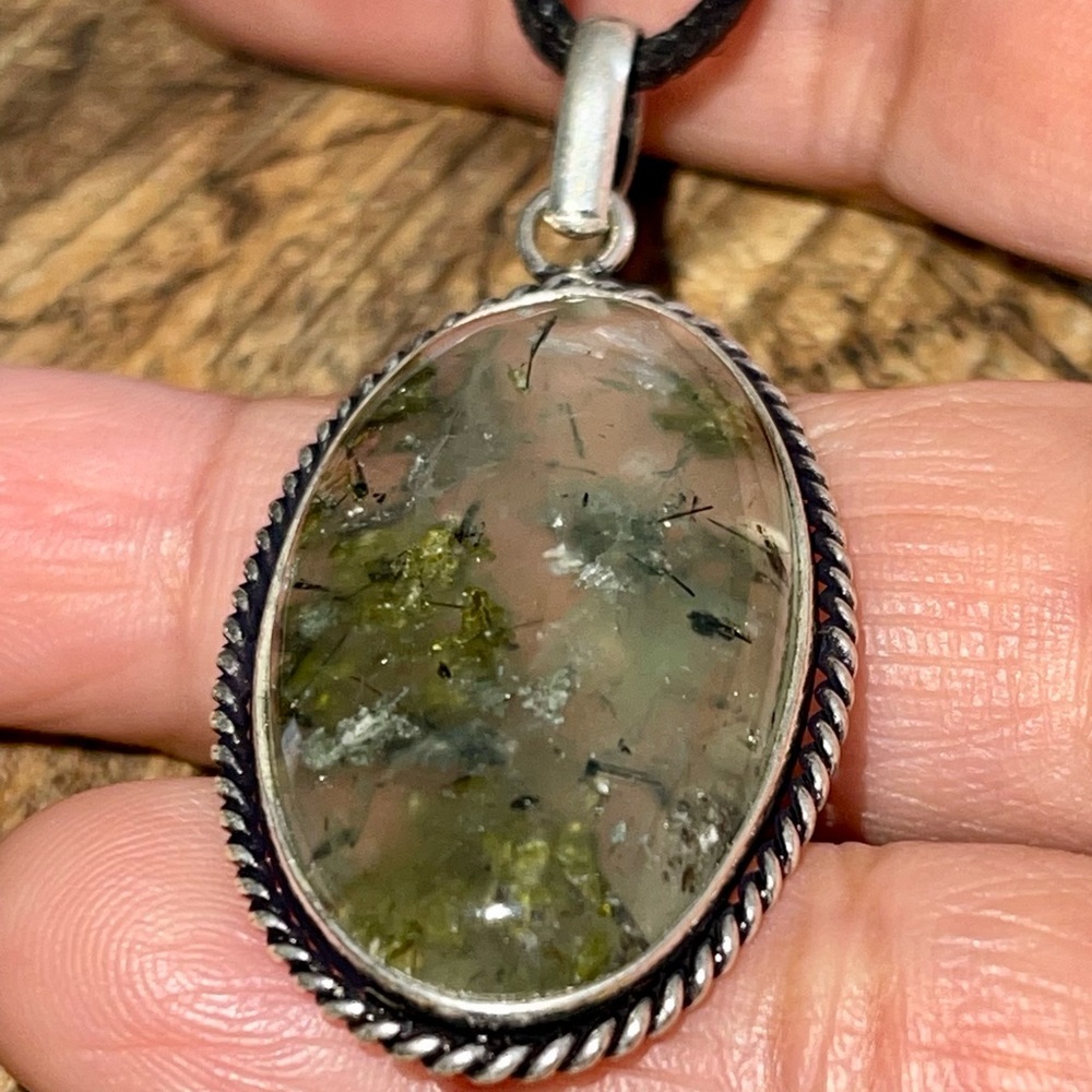 Yellow Green Prehnite Pendant 2”